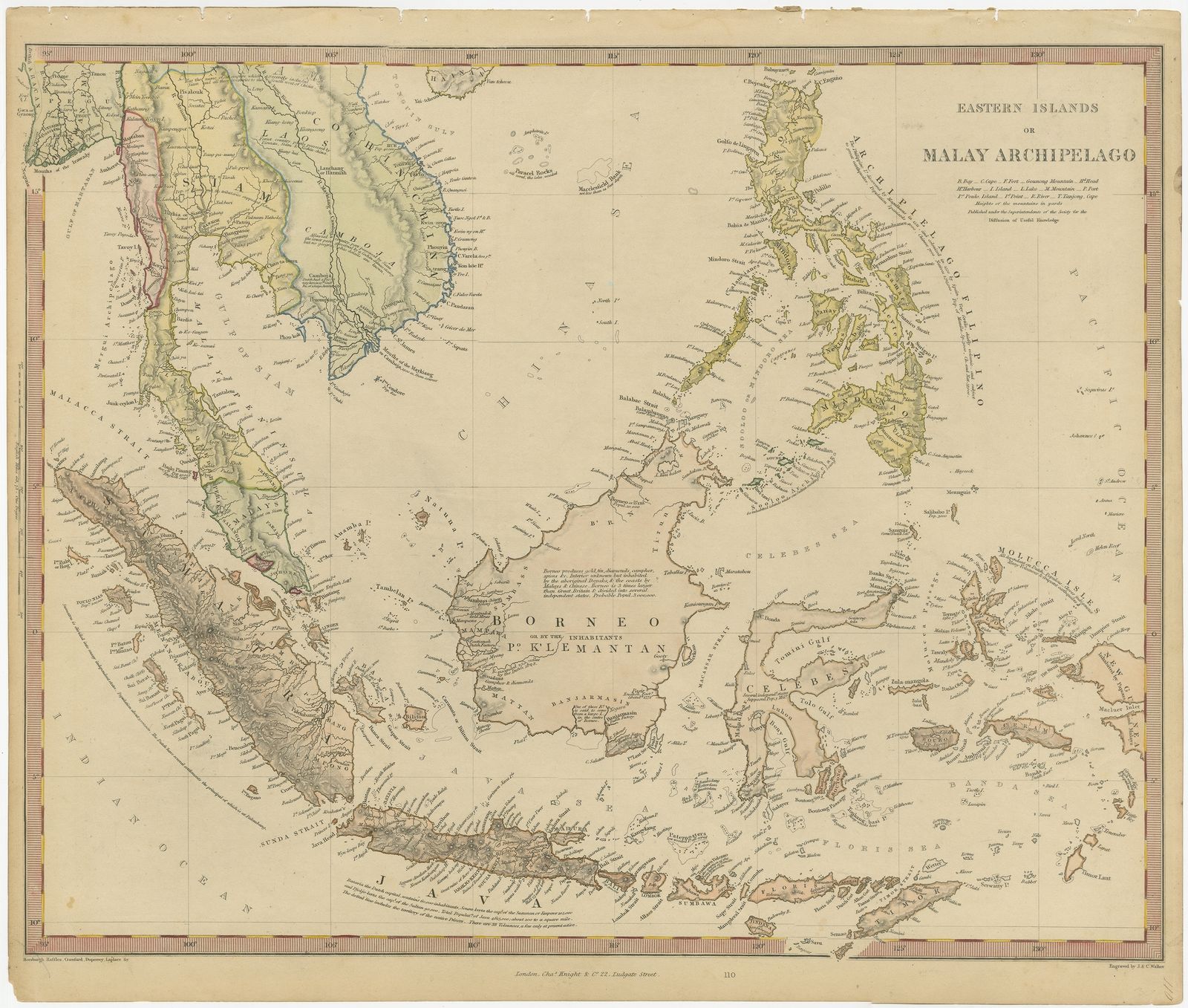 Antique Map Of The East Indies By Walker (C.1840)