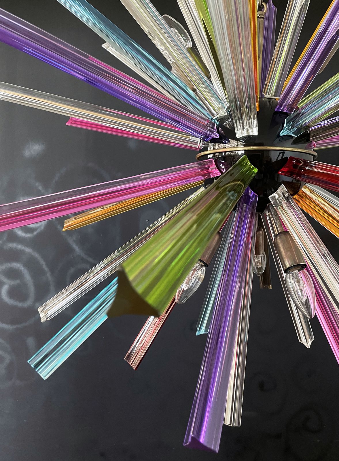 Lighting Crystal Prism Sputnik Chandeliers 50 Multicolored Prisms Italiy Murano Chandelier photo