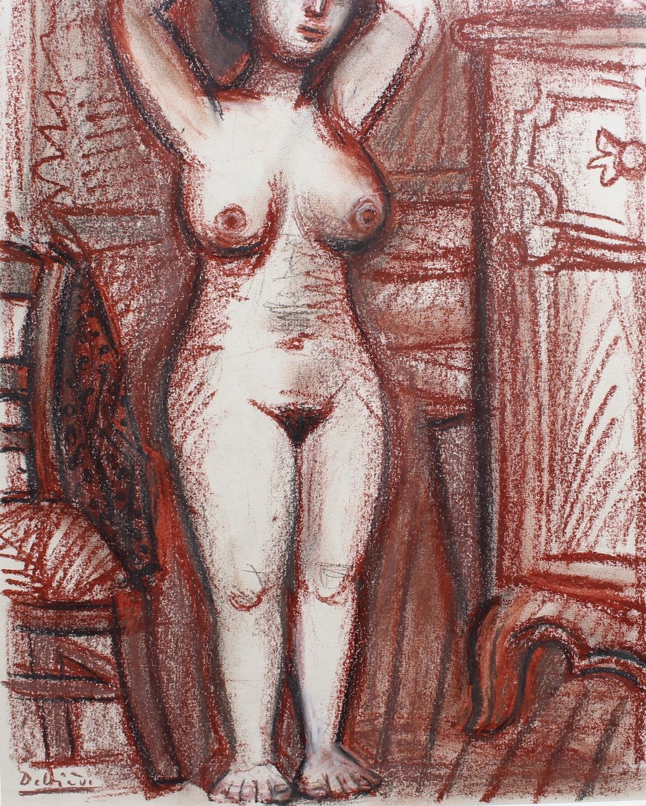 Nude Woman Drying Her Hair, By Raymond Dèbieve (1967) photo Art