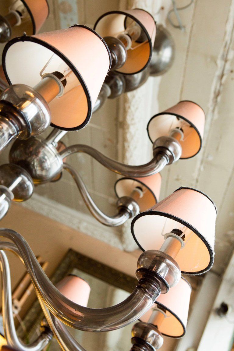 photo furniture Large Vintage Twenty Four Light Murano Glass Chandelier