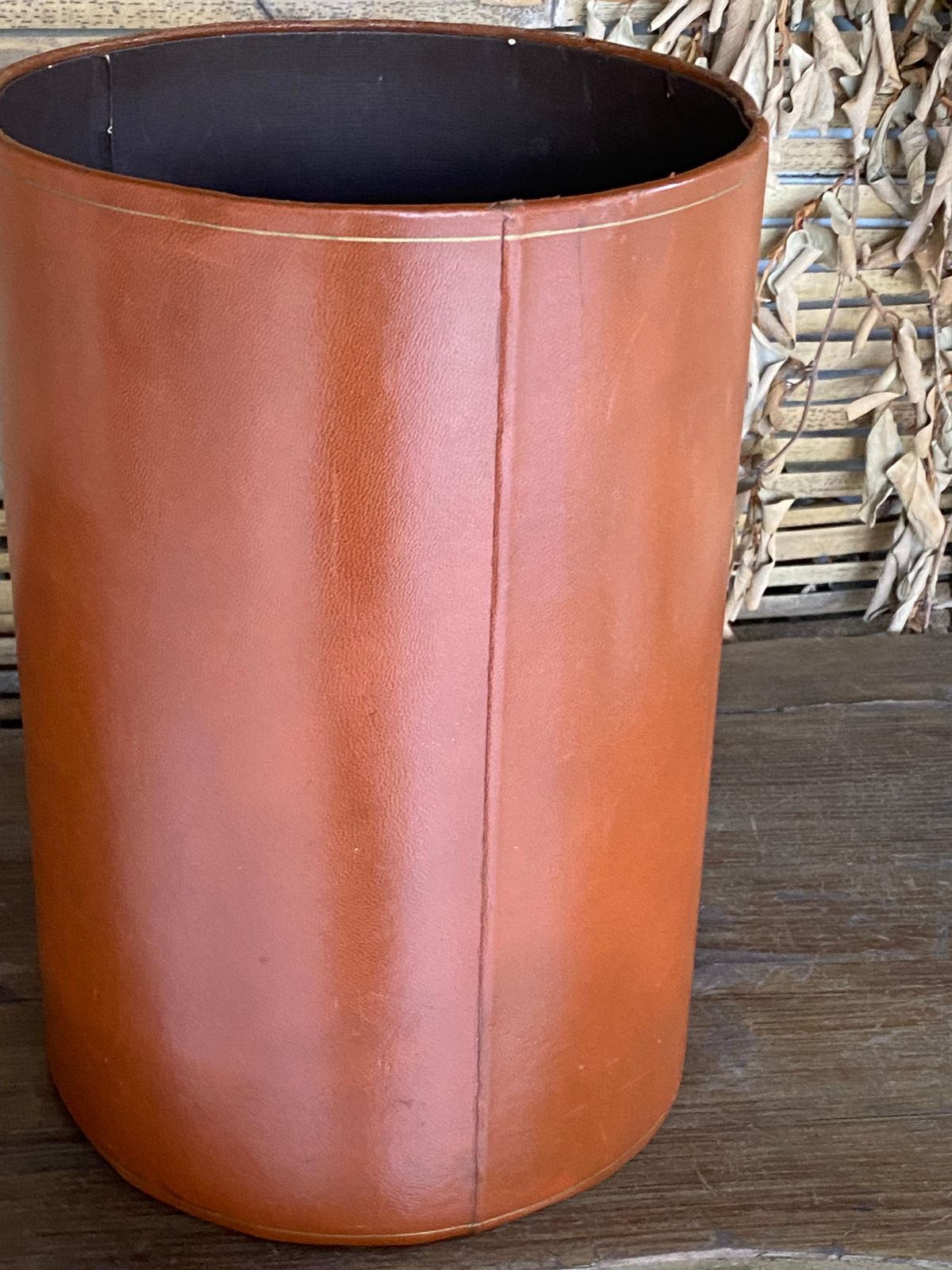 photo for sale Leather Basket By Lancel Paris, Signed And Made In Italy