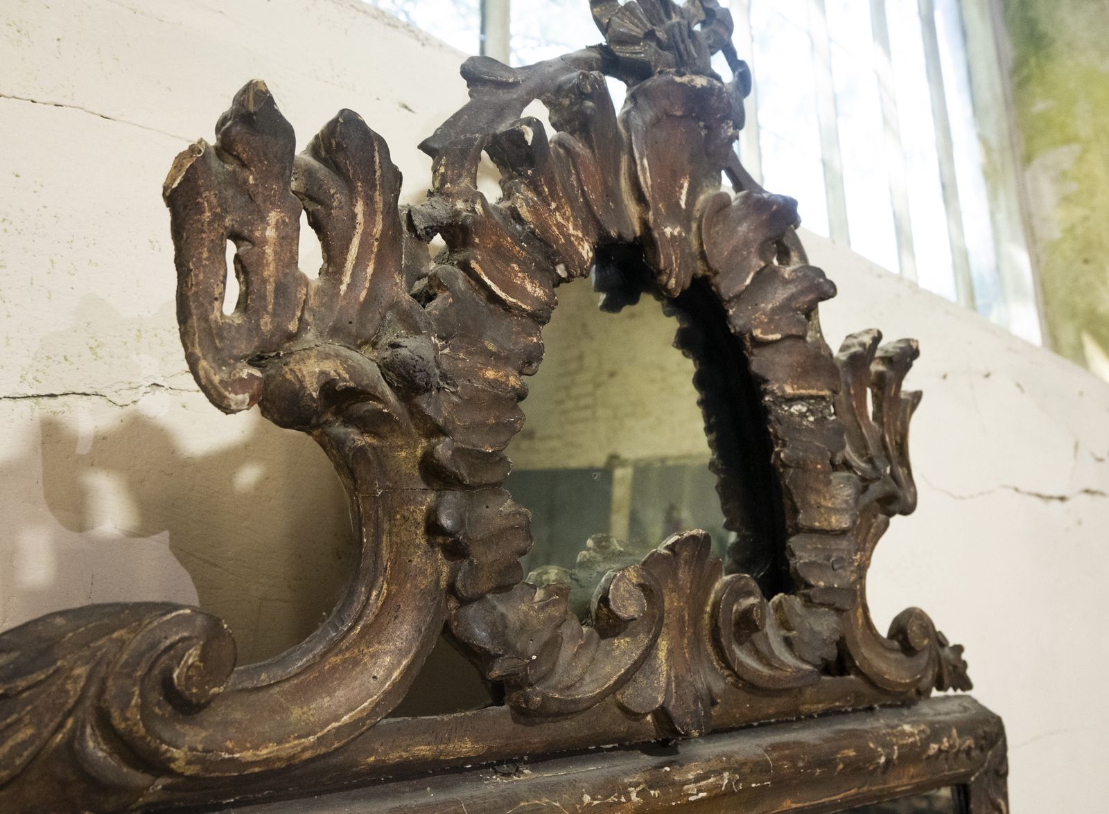 photo for sale Large 18th Century Italian Painted Rococo Overmantel Wall Mirror