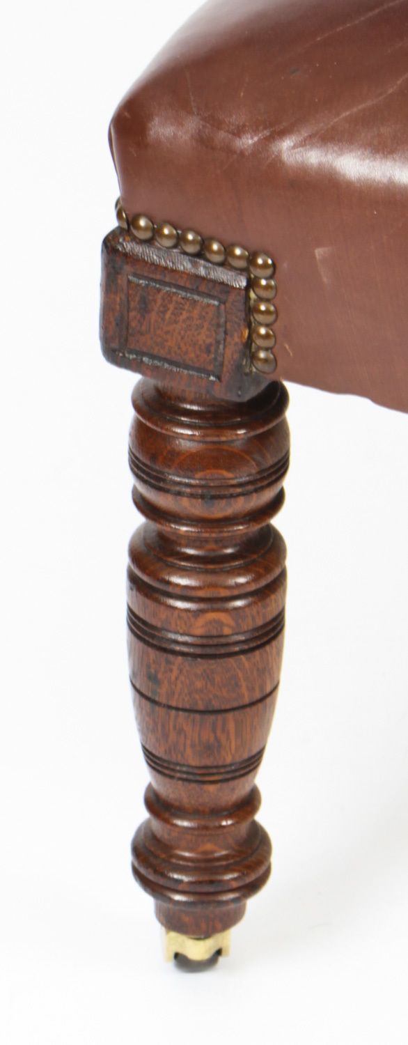 Furniture Victorian Oak Leather Desk Chair Tub Chair C.1880 photo