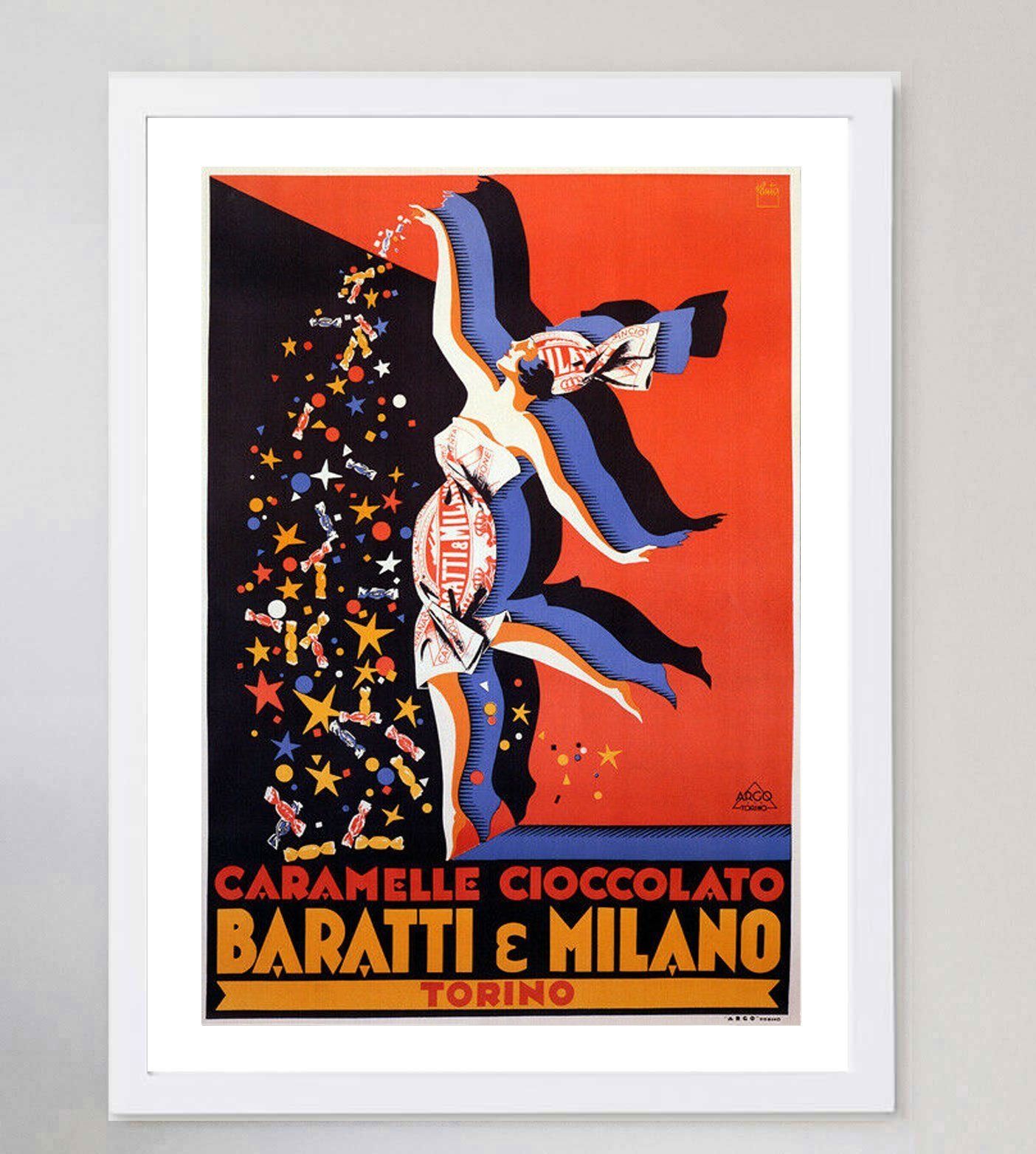 Baratti And Milan Turin, 1950s Original Vintage Poster photo for sale