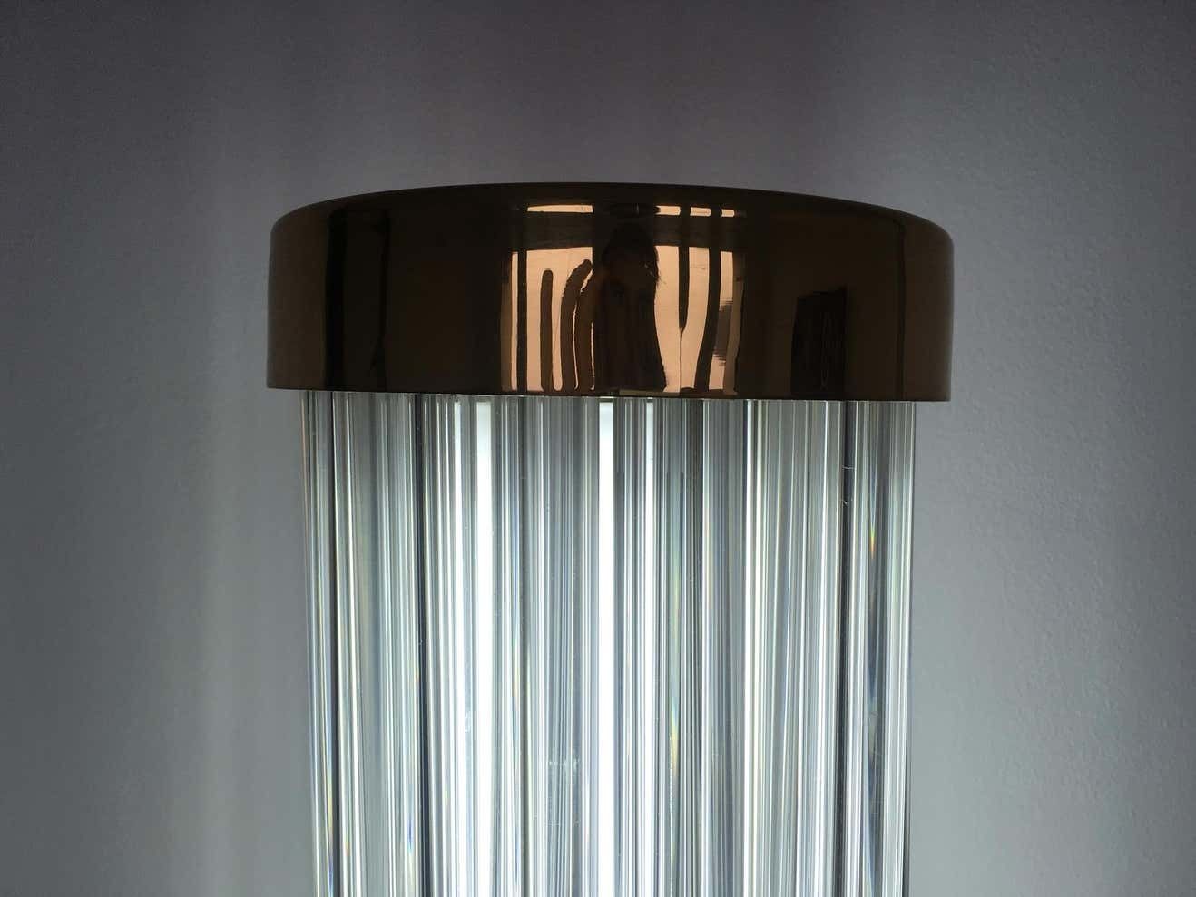 Very Rare Midcentury Glass Brass Floor Lamp Kamenicky Senov/Preciosa, 1960s photo vinterior