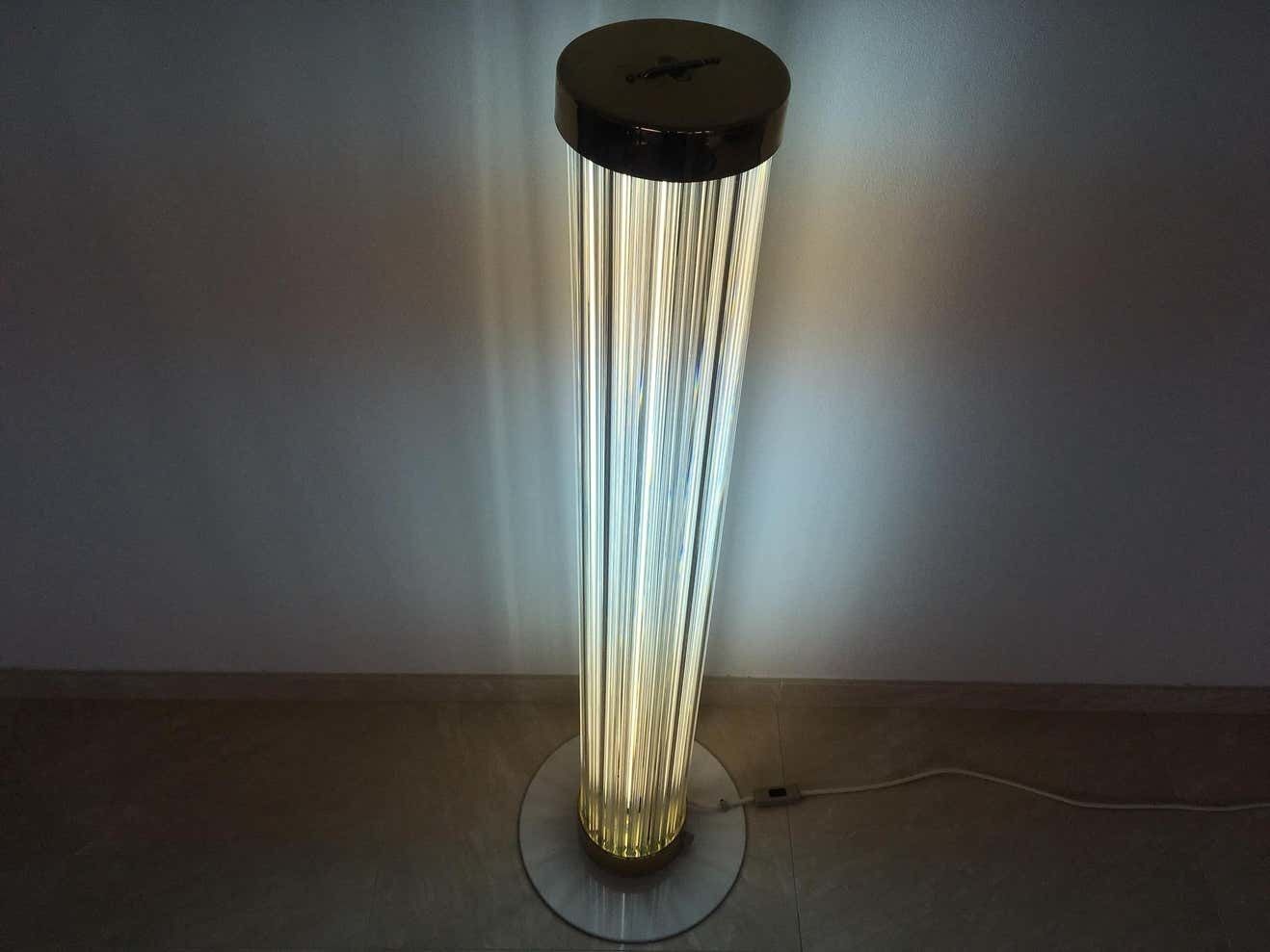 Very Rare Midcentury Glass Brass Floor Lamp Kamenicky Senov/Preciosa, 1960s photo buy