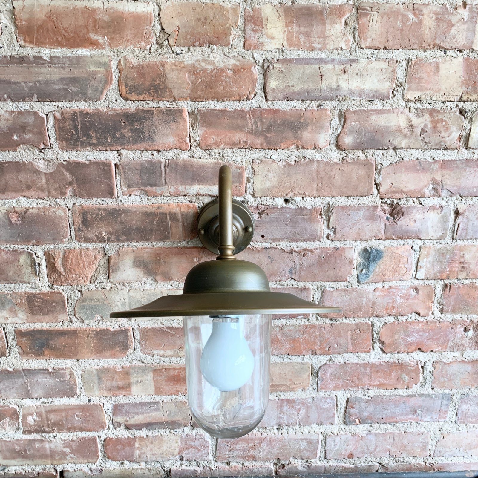 Contemporary Aged Brass 45º Swan Neck Shaded Wall Light photo for sale