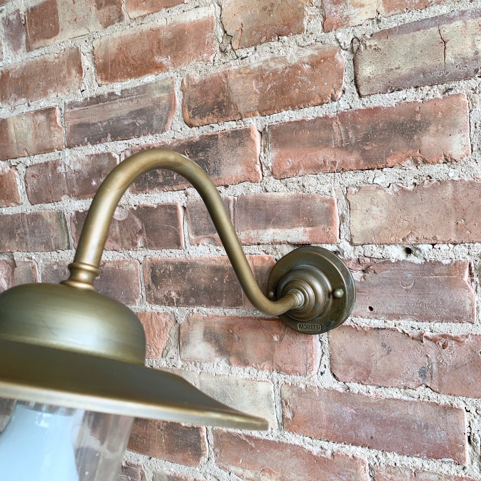 Contemporary Aged Brass 45º Swan Neck Shaded Wall Light photo vintage