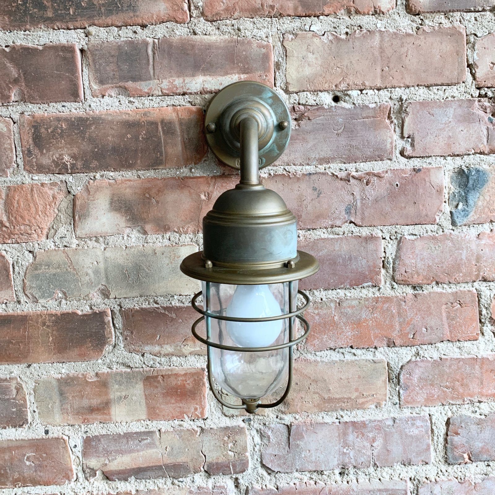 Contemporary Aged Brass 90º Bulk Head Wall Light photo for sale