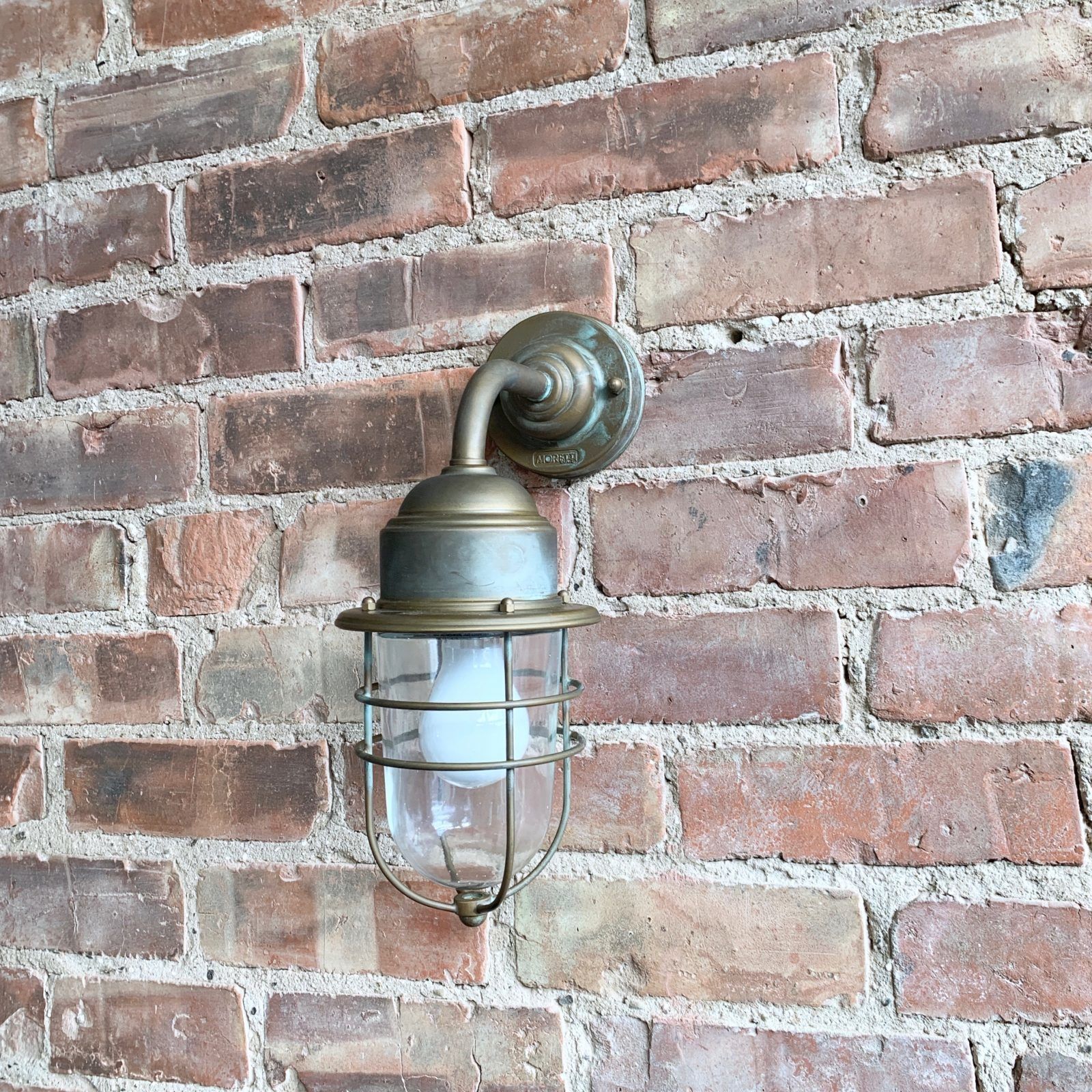 Contemporary Aged Brass 90º Bulk Head Wall Light photo Garden Lighting