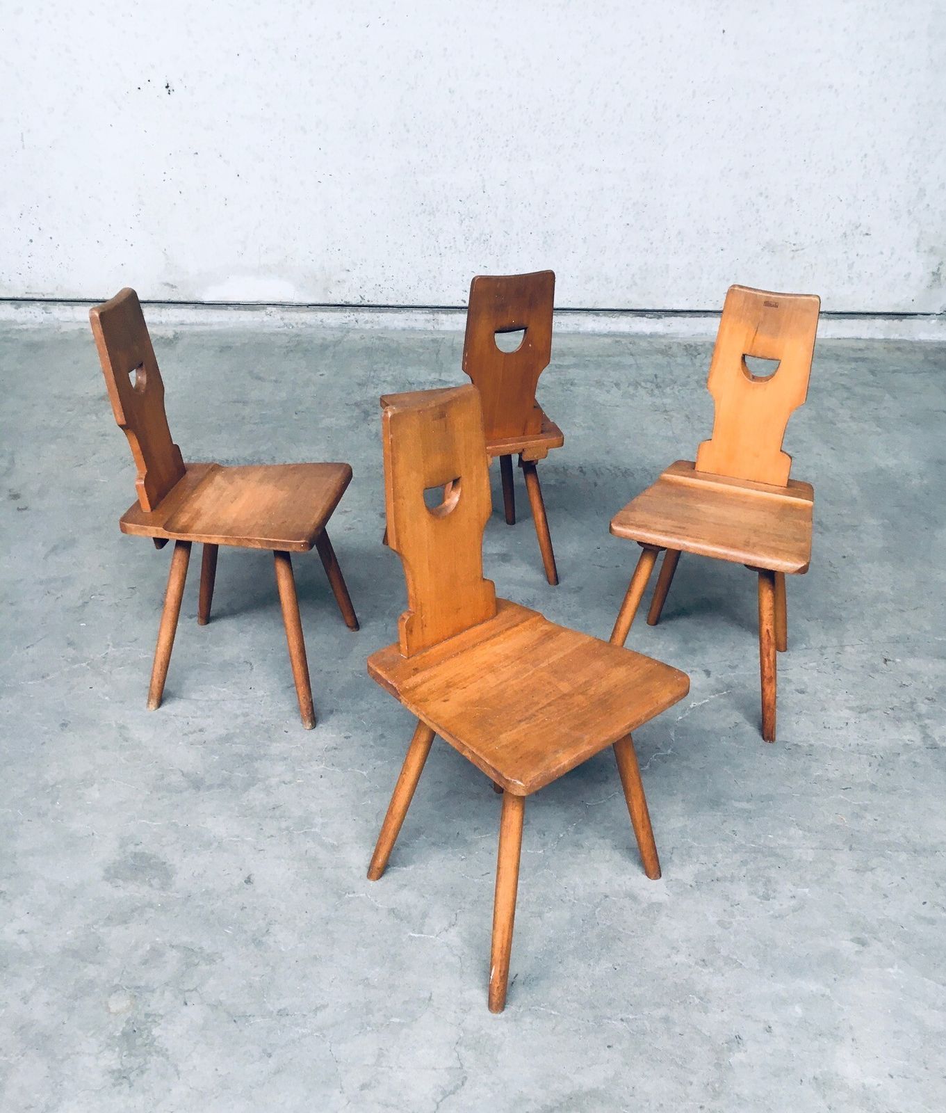 Vintage Belgische Brutalist Design Pub Café Stoelen Set Van Torck, België Ca. Jaren 1960