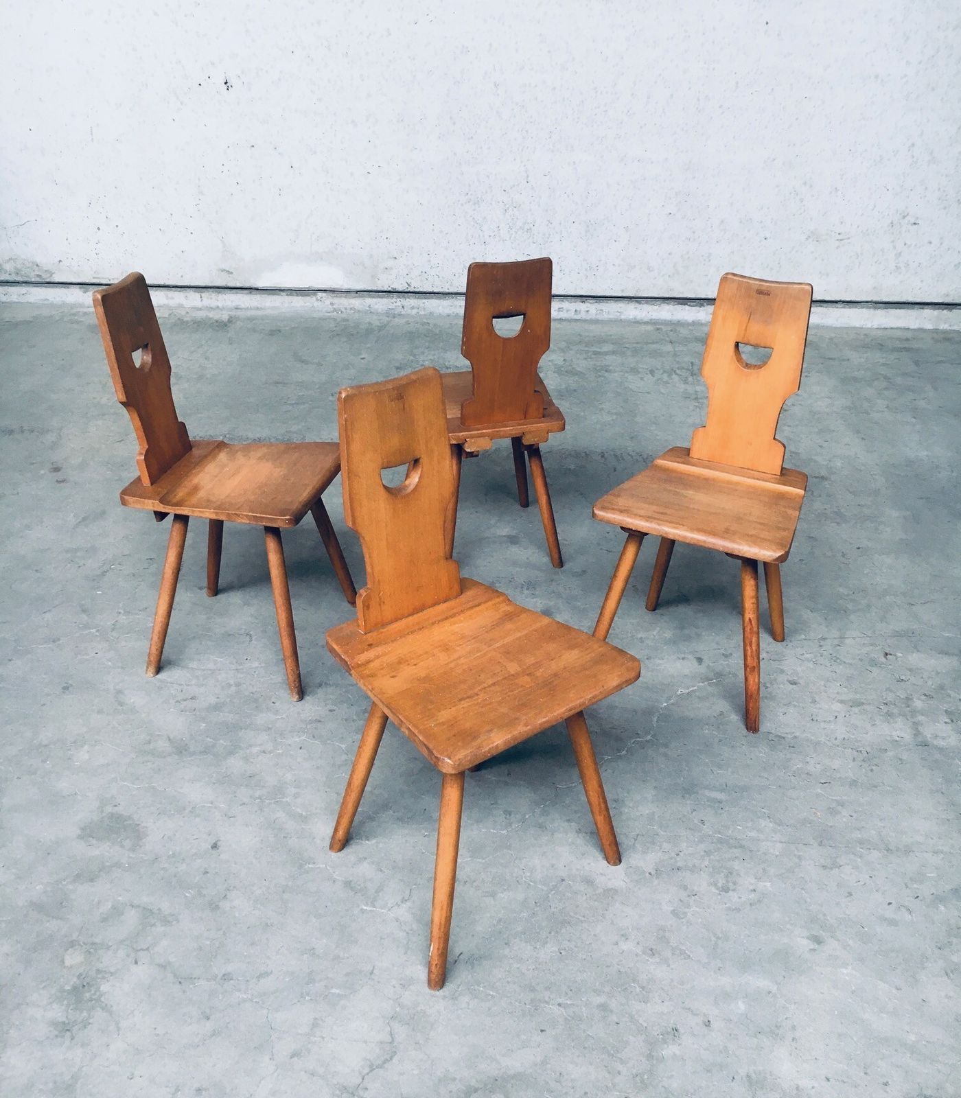 Vintage Belgian Brutalist Design Pub Café Chair Set By Torck, Belgium 1960s photo for sale