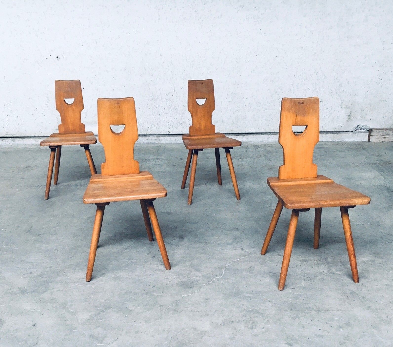 Vintage Belgian Brutalist Design Pub Café Chair Set By Torck, Belgium 1960s photo Furniture