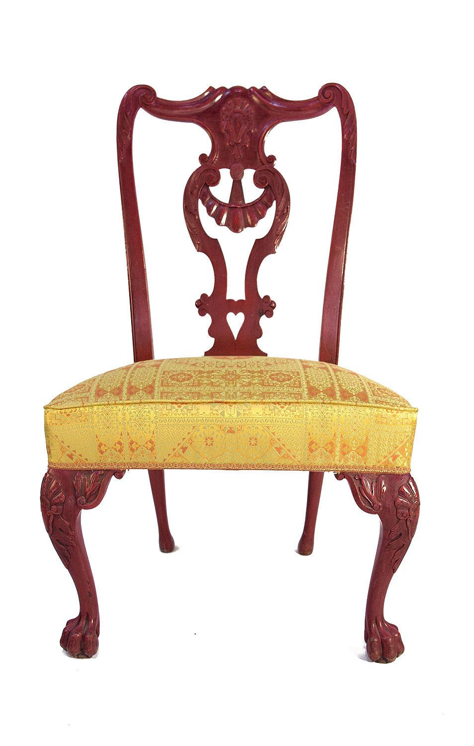 Pair Of Chippendale Style Chairs In Red Lacquered Wood, Circa 1880 photo furniture