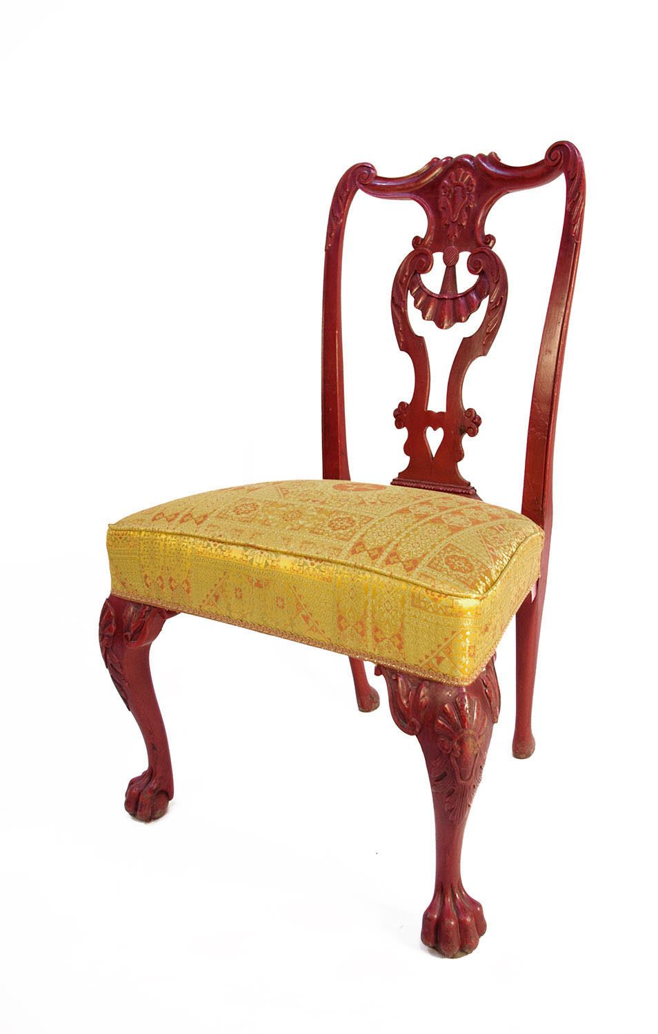 Pair Of Chippendale Style Chairs In Red Lacquered Wood, Circa 1880 photo Furniture