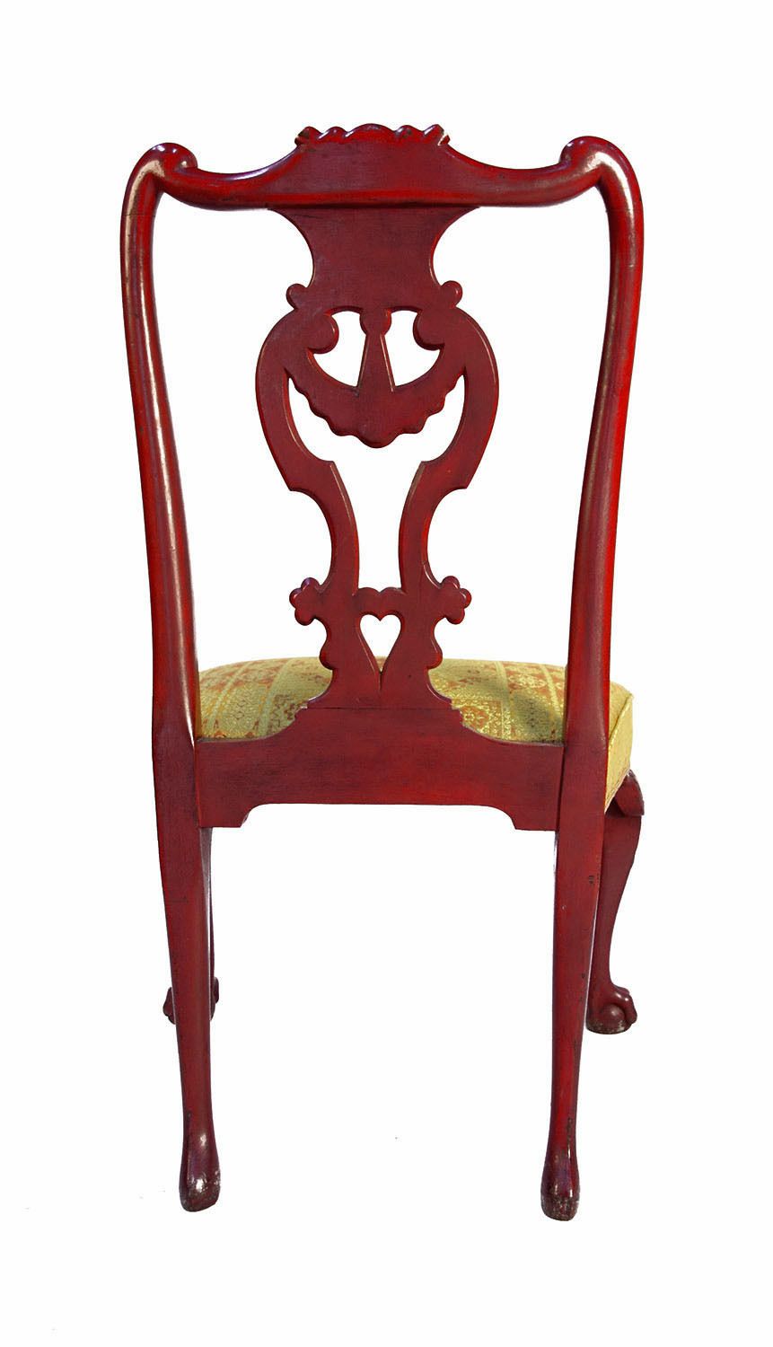 Pair Of Chippendale Style Chairs In Red Lacquered Wood, Circa 1880 photo 2596.0