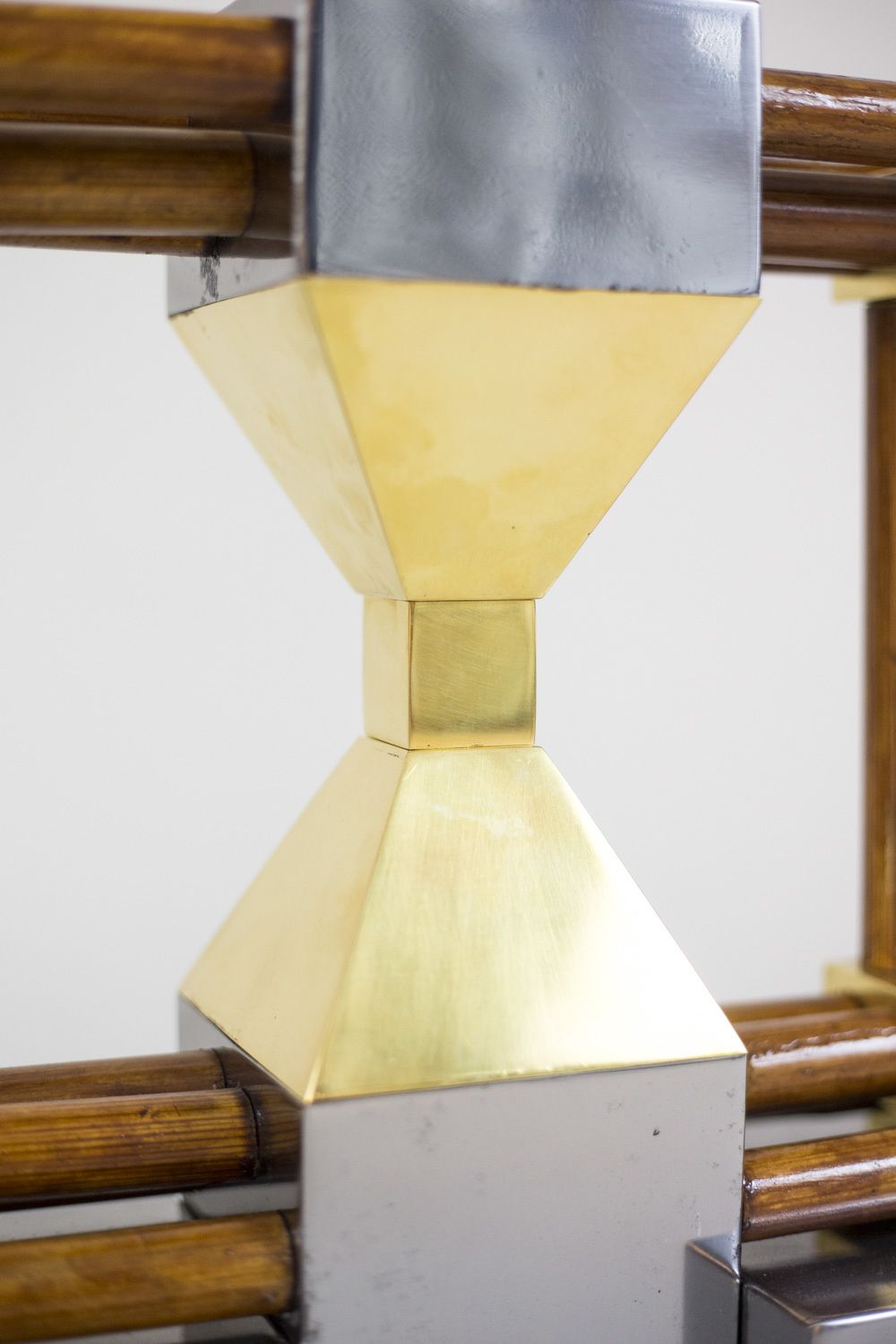 photo furniture Bamboo Lamp, Golden And Silver Brass, 1970s