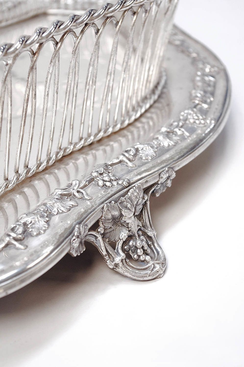 Silver Plated Centerpiece With Vine Decoration, Late 19th Century photo for sale