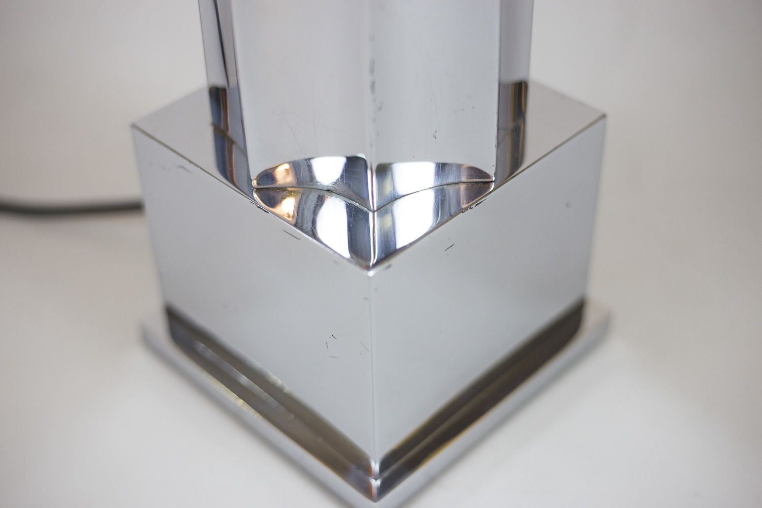 Chromed Bronze Lamp, Fluted Column, 1970s photo vinterior