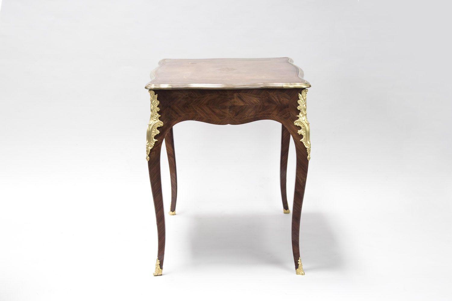 Furniture Small Louis XV Style Flat Desk In Violet Wood Marquetry, Circa 1880 photo