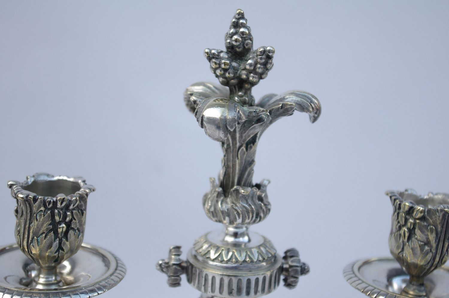 Pair Of Louis XVI Style Candlesticks In Silver Metal Napoleon III photo furniture