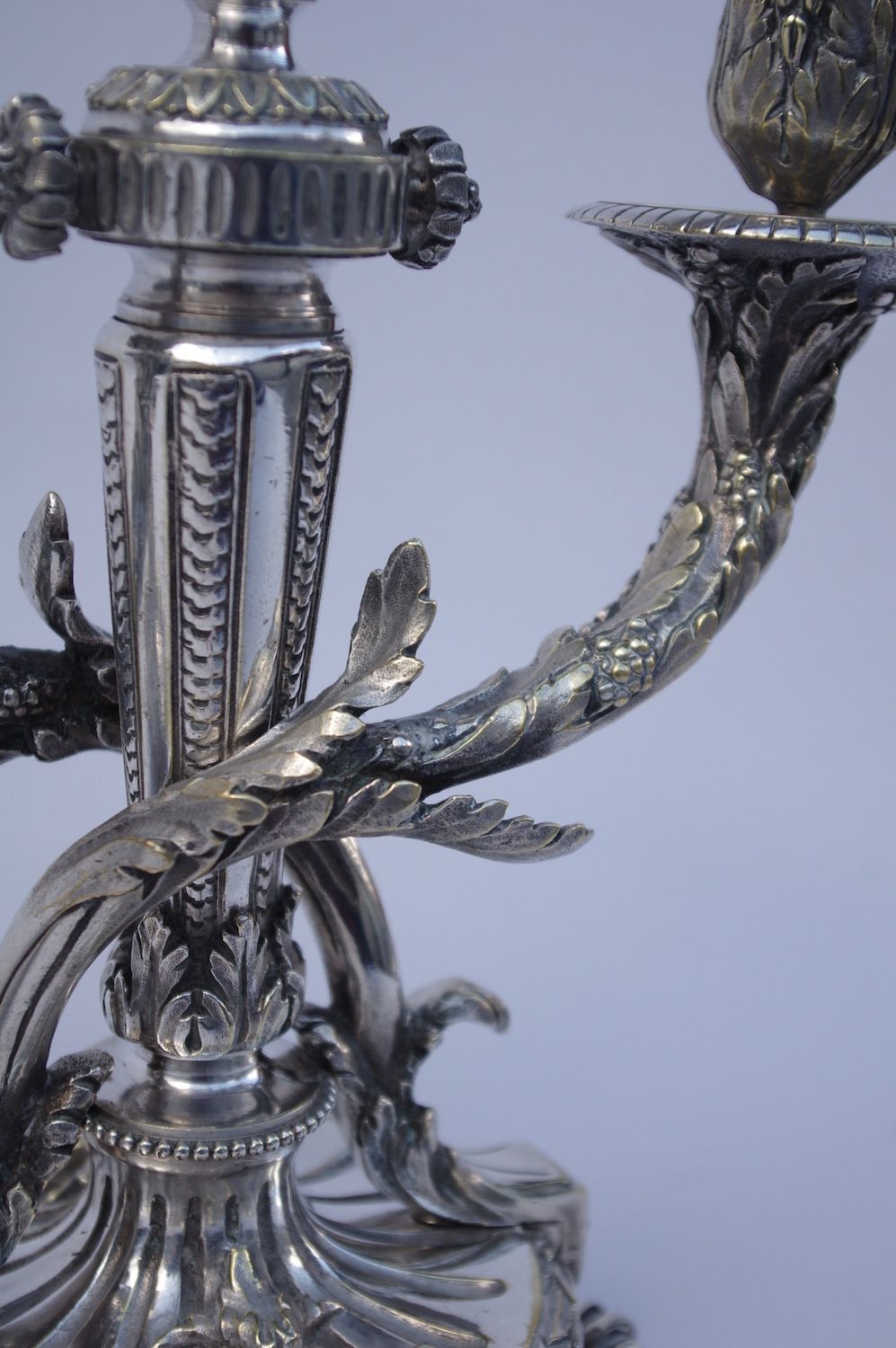 Pair Of Louis XVI Style Candlesticks In Silver Metal Napoleon III photo for sale