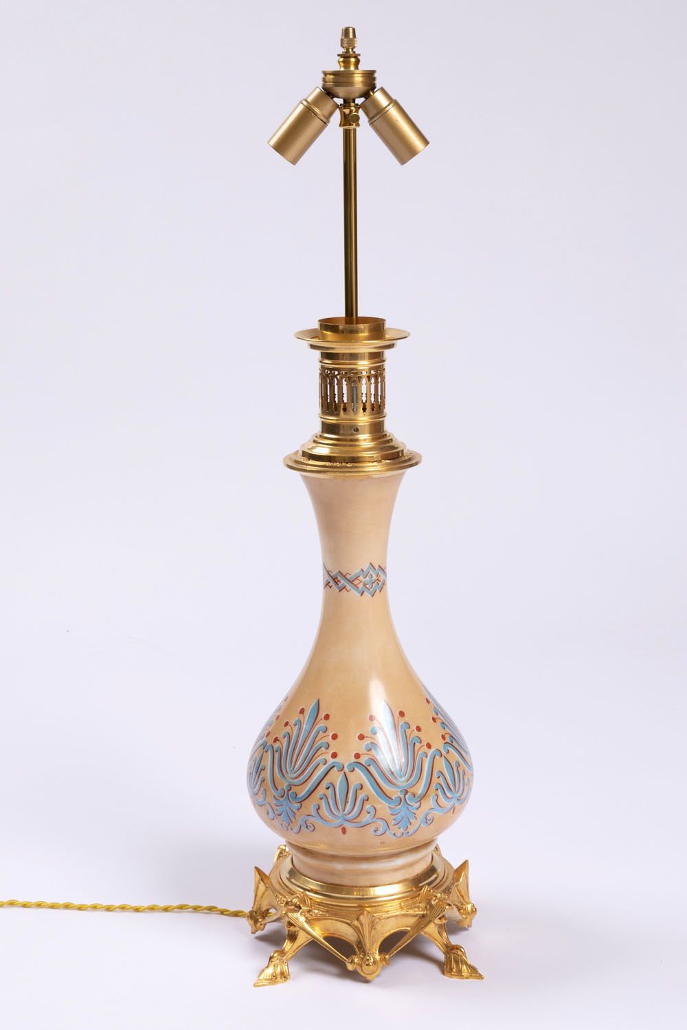 Pair Of Opaline Lamps With Gilt Bronze Neo Gothic Style Circa 1890 photo furniture