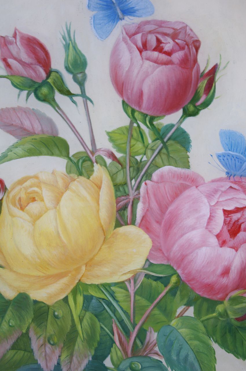 Pair Of Restoration Style Floral Under Glass, Late 19th Century photo Art