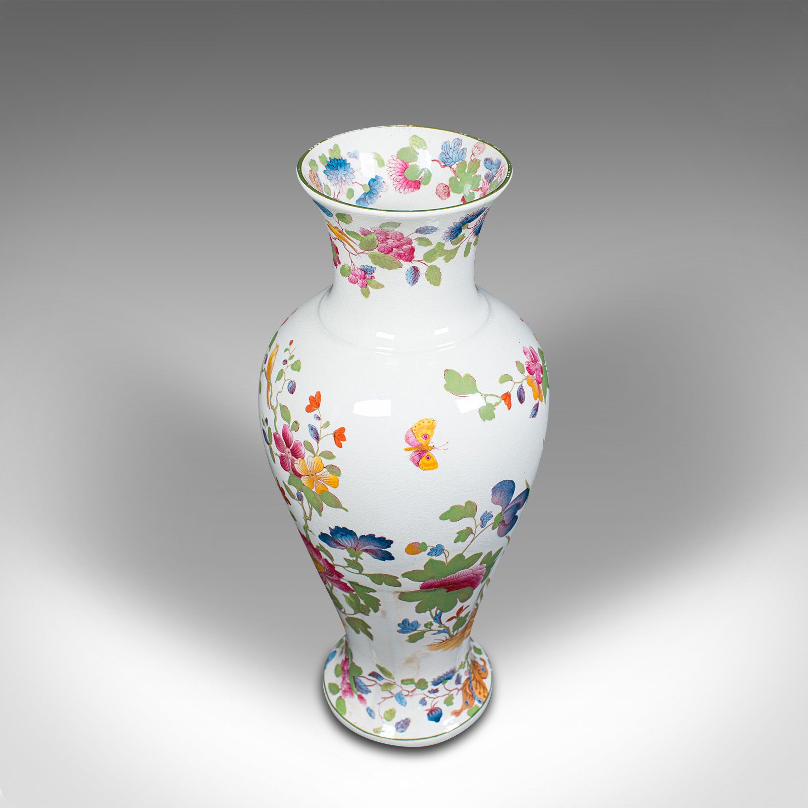 Antique Baluster Posy Vase, English, Ceramic, Decorative, Flower Urn, Circa 1920 photo vintage