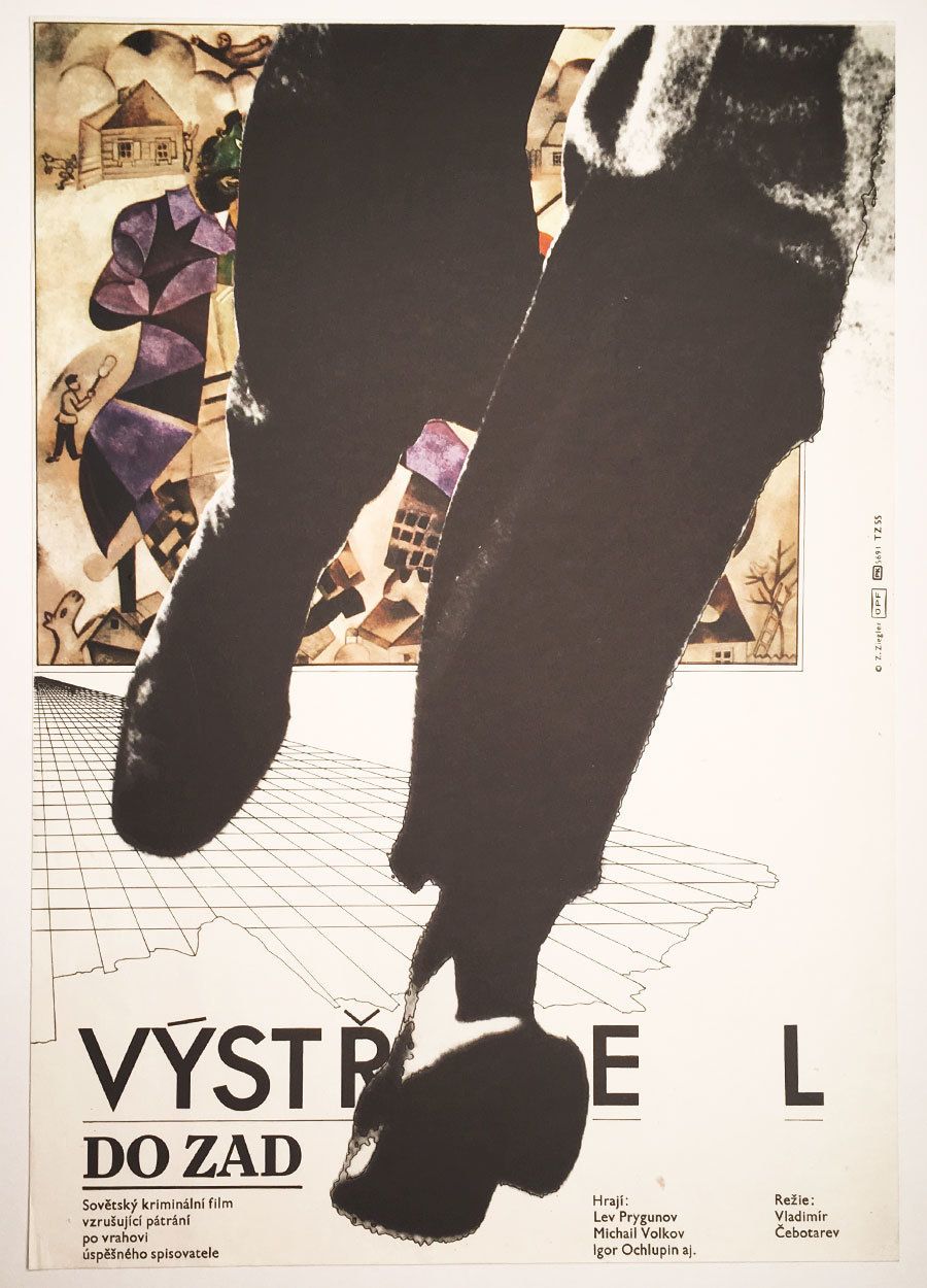 Original Film Poster, Shot In The Back, Zdeněk Ziegler, 1983, Genuine Czech Vintage Print