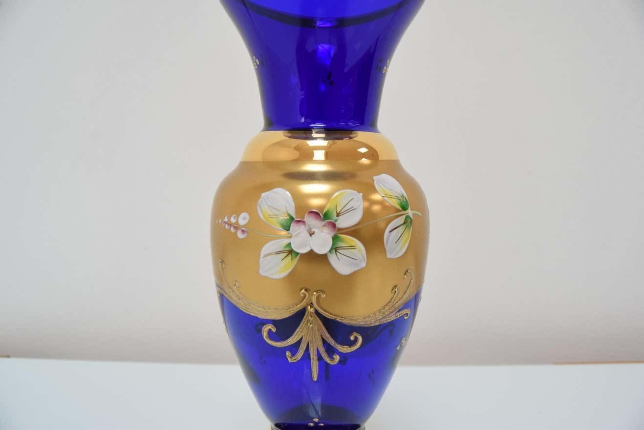 Mid Century Handmade Vase, By Novoborske Sklo(gilded),1960s photo Home Decor