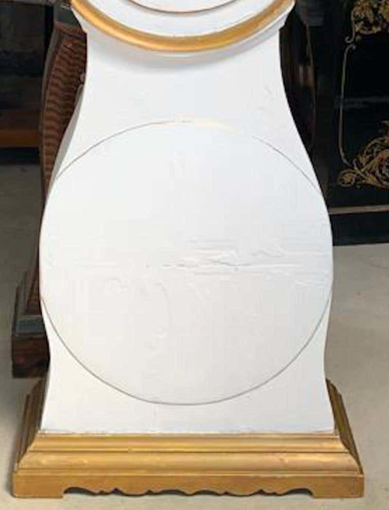 Swedish Mora Clock White And Gold Carved Detail Early 1800s Round Base Gustavian photo Home Decor