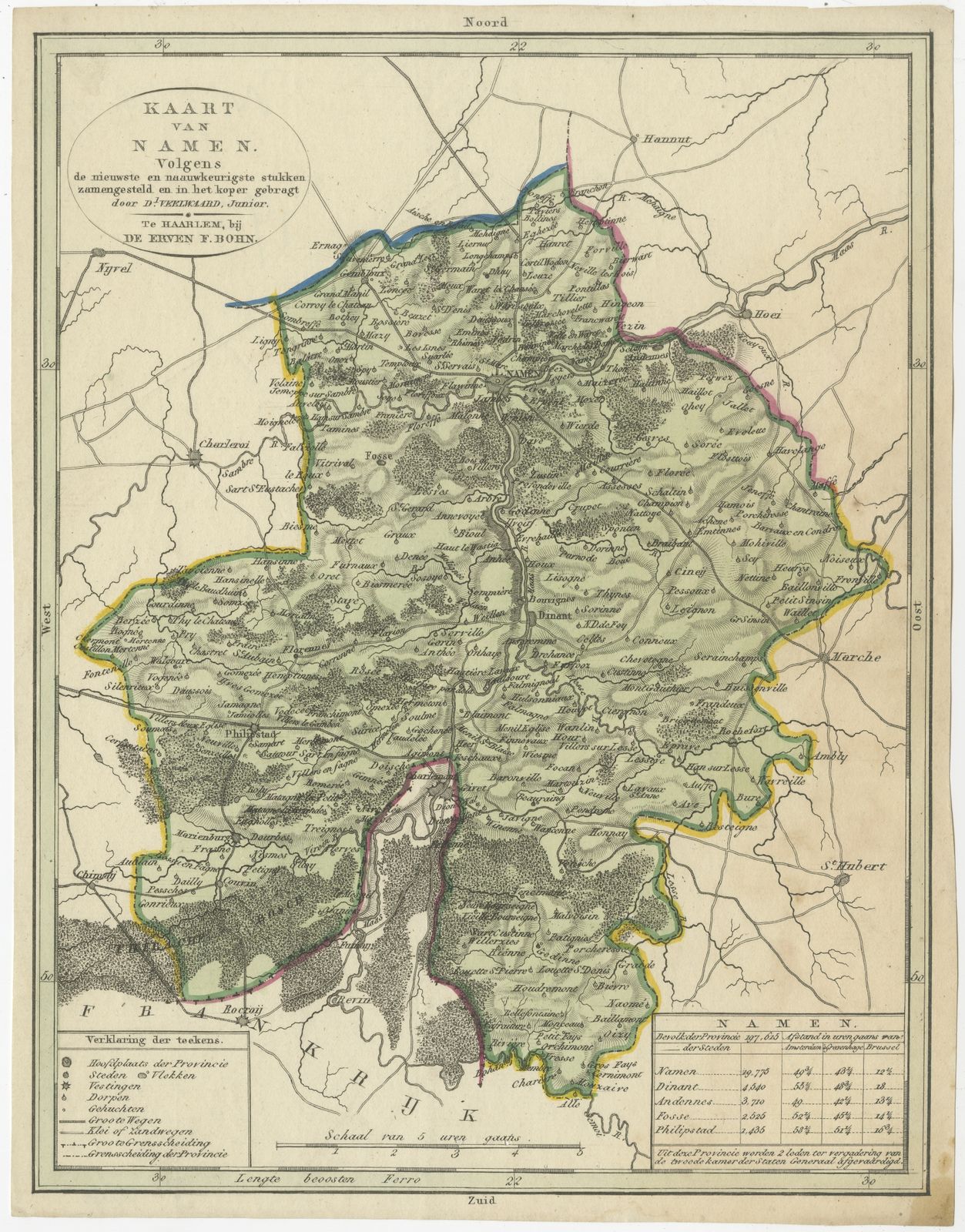 Antique Map Of The Region Of Namen By Veelwaard (C.1840)