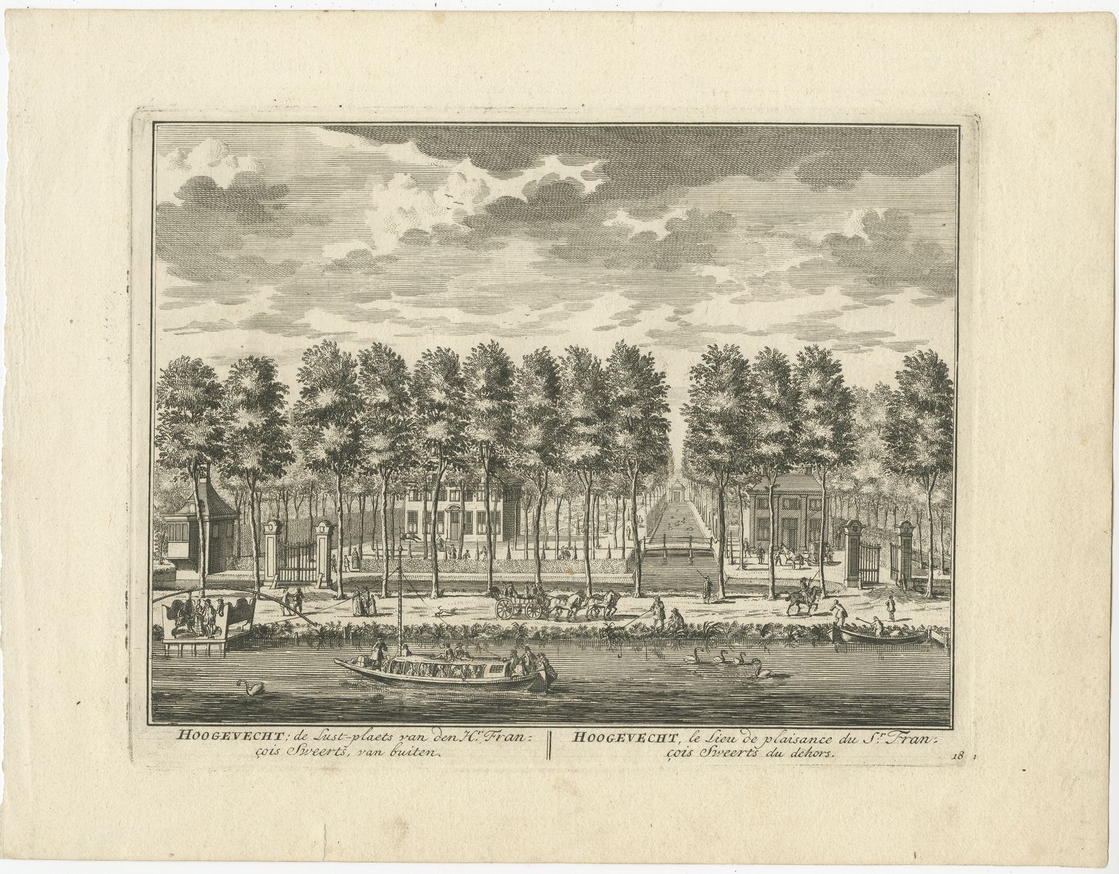 Antique Print Of Estate Hoogevecht By Stoopendaal (1719)