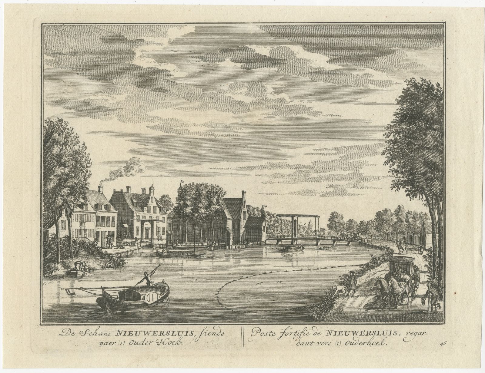 Antique Print Of Fortress Nieuwersluis By Stoopendaal (1719)