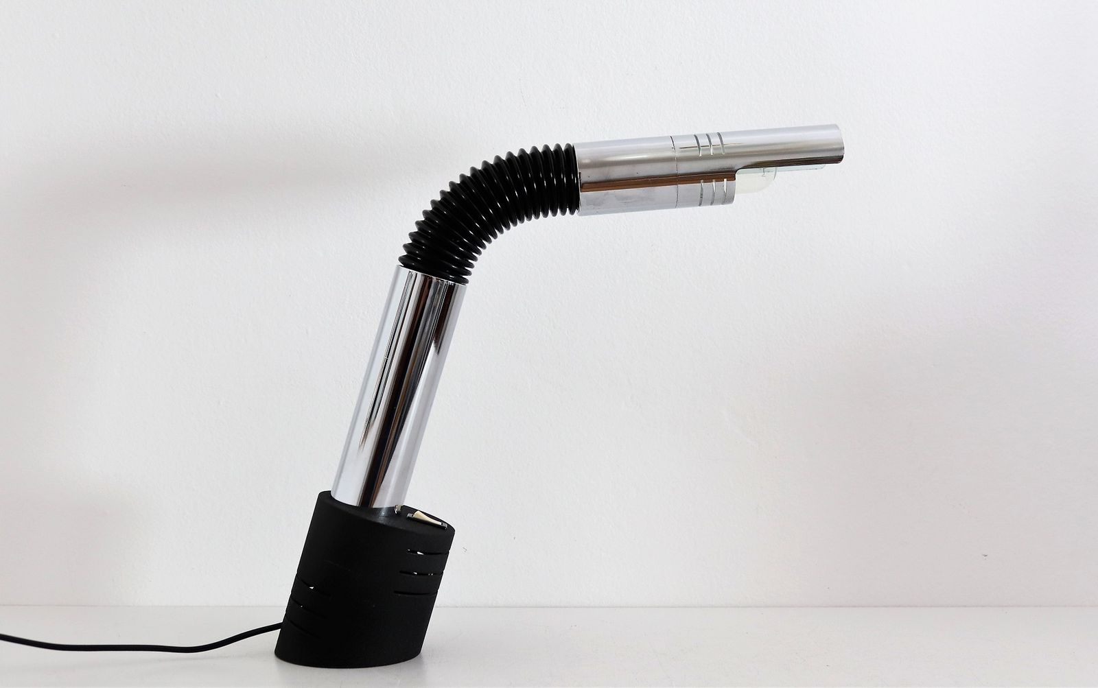 Italian Midcentury Desk Lamp In Chrome, Cast Iron With Swivel Arm By Mario Bellini For Targetti, 1970s photo Lighting