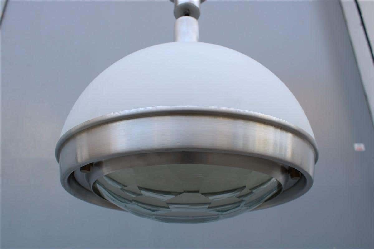 Pia Guidetti Crippa Chandelier For Lumi Italian Design White Silver Diamond Lens photo vinterior