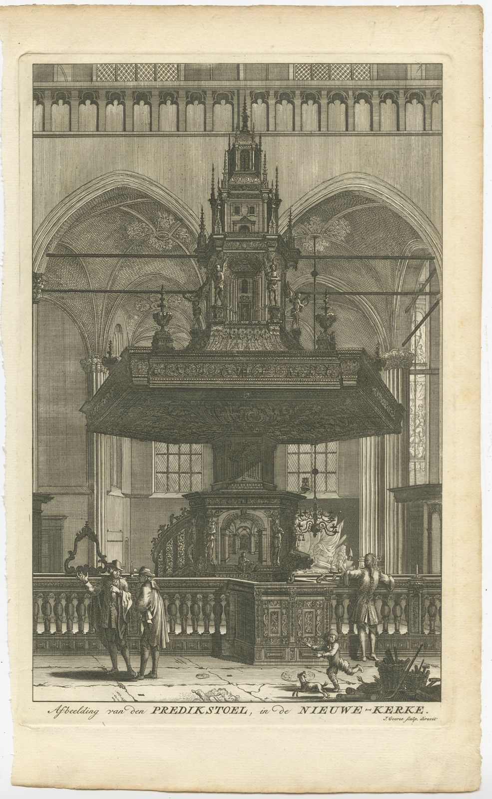 Antique Print Of The Preacher's Pulpit By Goeree (1765)