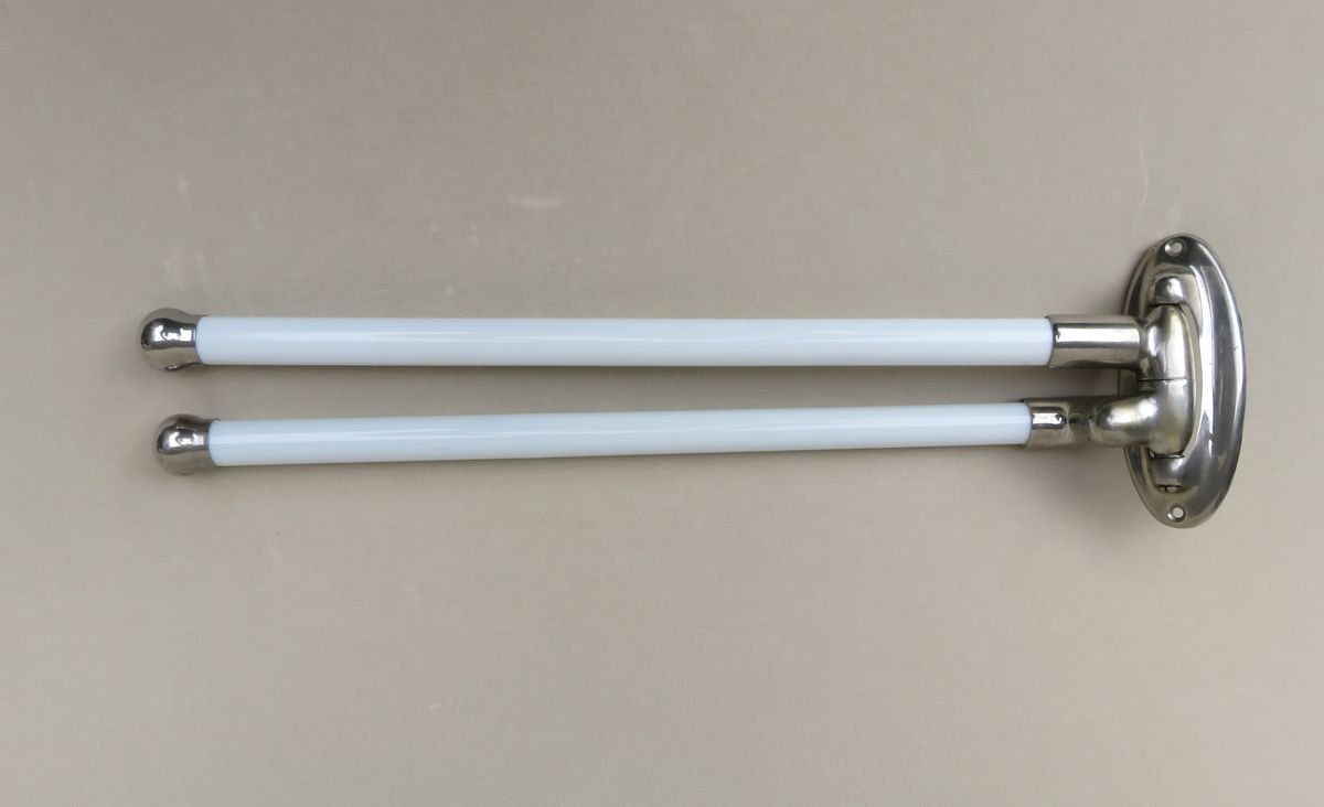Nickel Plated And White Glass Towel Racks, France, 1920s photo furniture