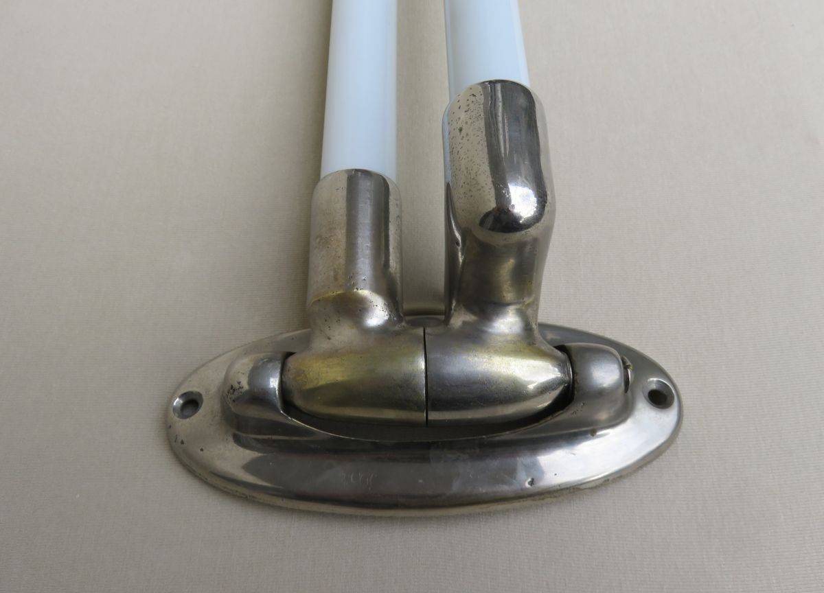 Furniture Nickel Plated And White Glass Towel Racks, France, 1920s photo