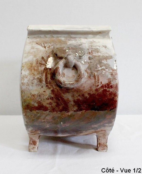 photo for sale Painted Ceramic Planter, Signed E Gilles 19th
