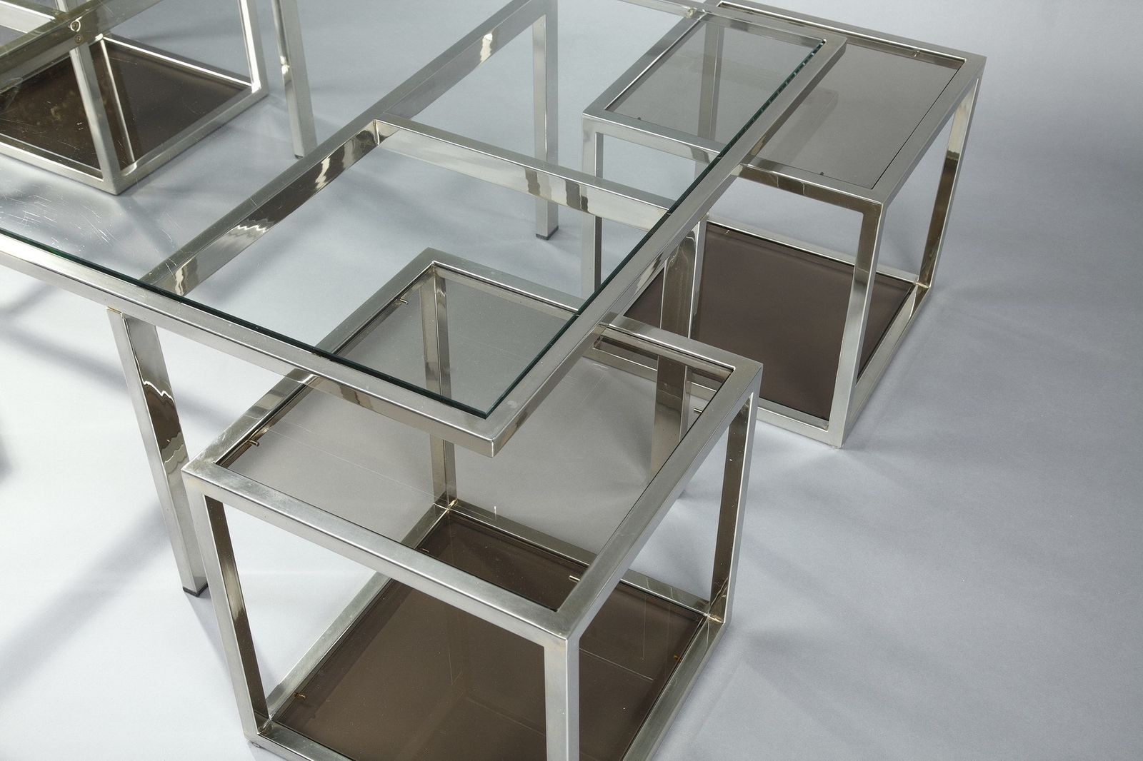 Table basse et 4 tables d'appoint amovibles photo vintage