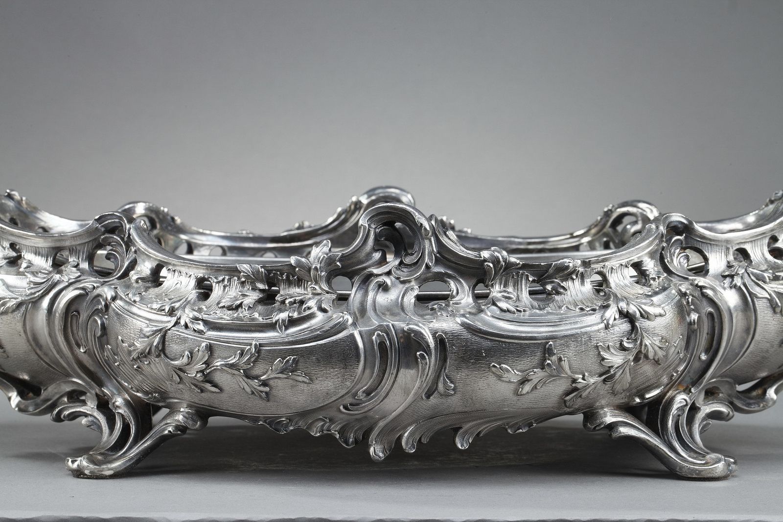 Silver Plated Bronze Jardinière In The Louis XV Style, 19th Century photo vintage