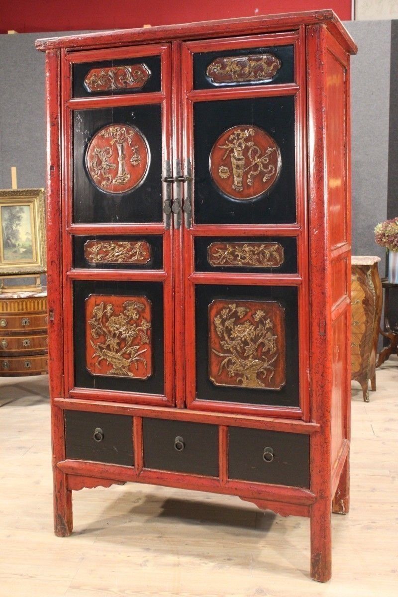 photo for sale Chinese Wardrobe In Lacquered Wood