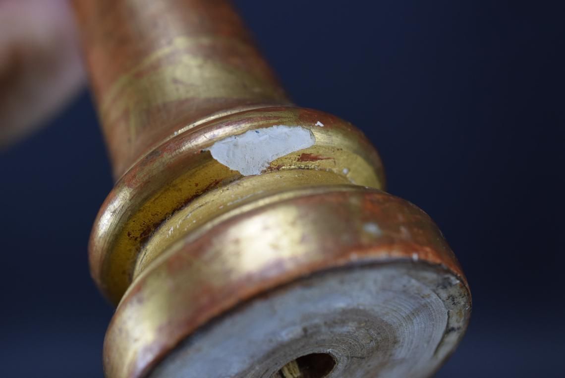 Xxl Pair Of French Gilt Wood Curtain Rod Holder Brackets Drapery Rod Holdbacks photo vinterior