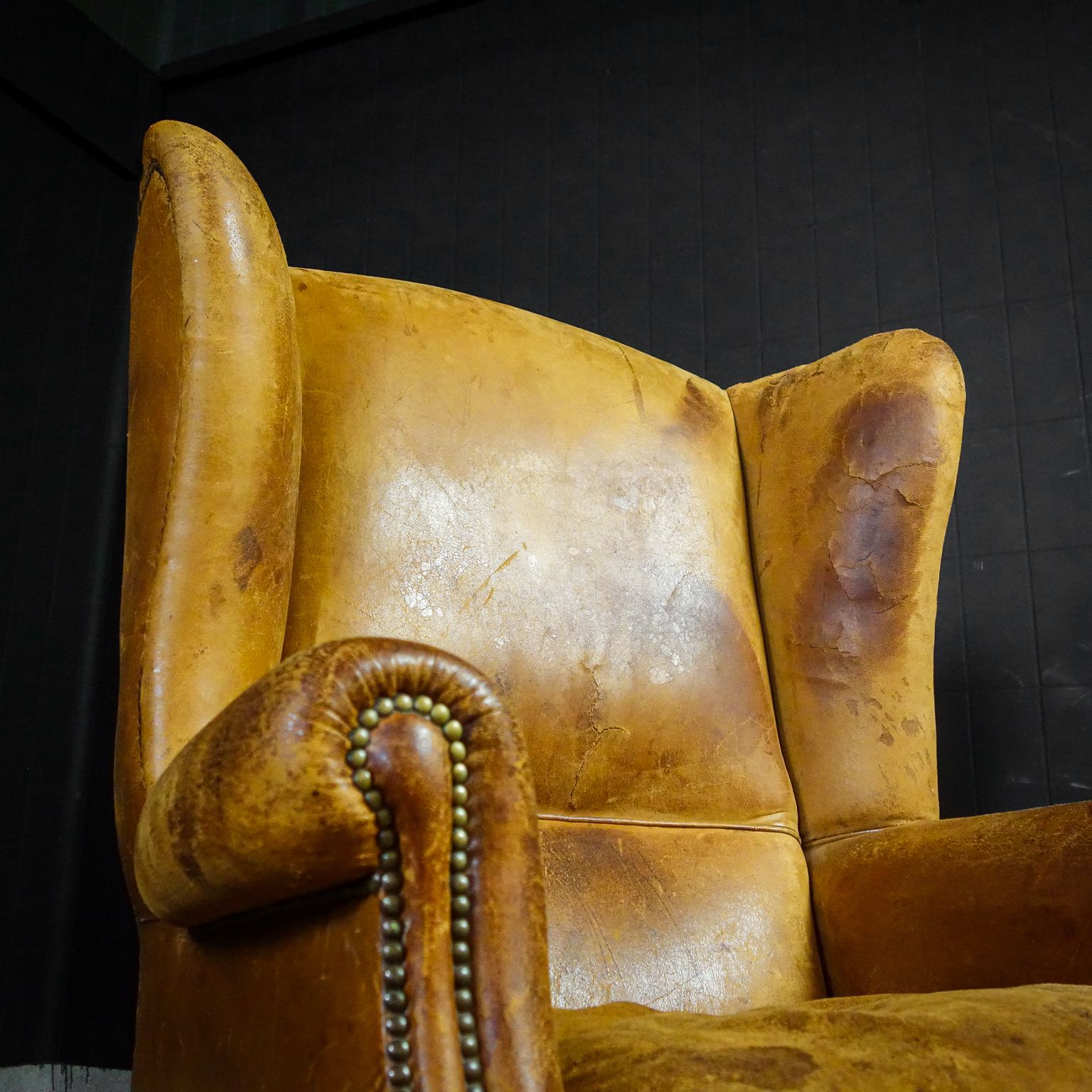 Leren Ear Fauteuil – Bruin, Vintage photo Meubels