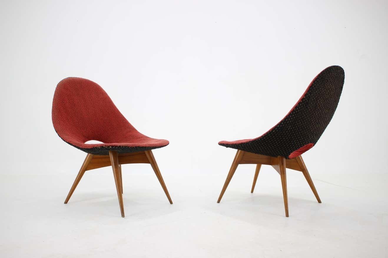 Pair Of Rare Design Fibreglass Chairs / Czechoslovakia, 1960s