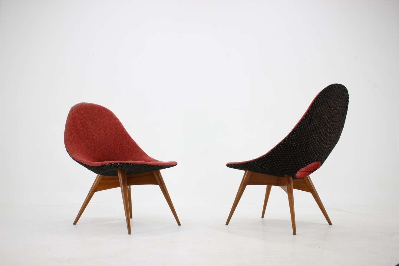 Pair Of Rare Design Fibreglass Chairs / Czechoslovakia, 1960s photo furniture