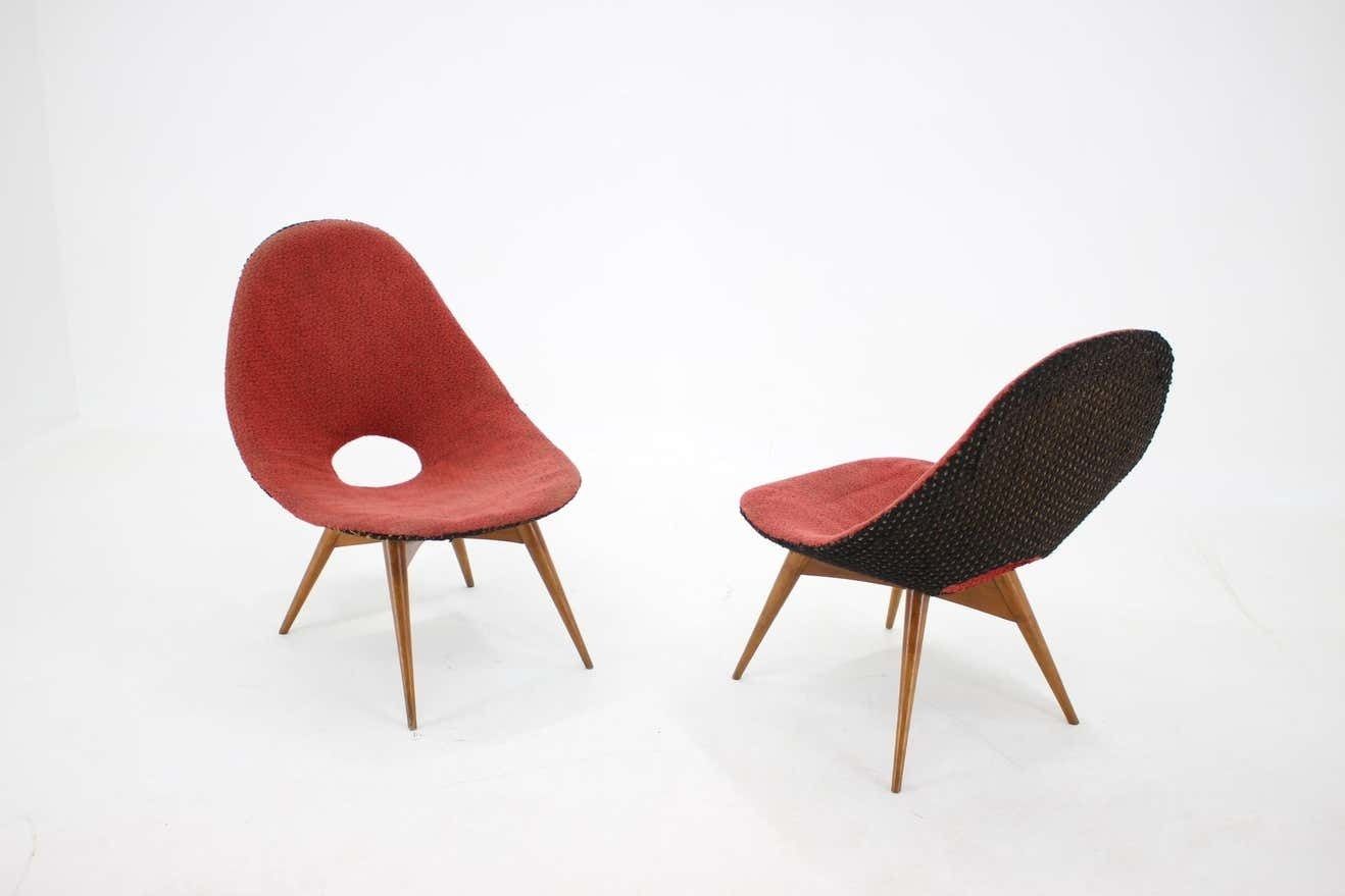 Pair Of Rare Design Fibreglass Chairs / Czechoslovakia, 1960s photo for sale