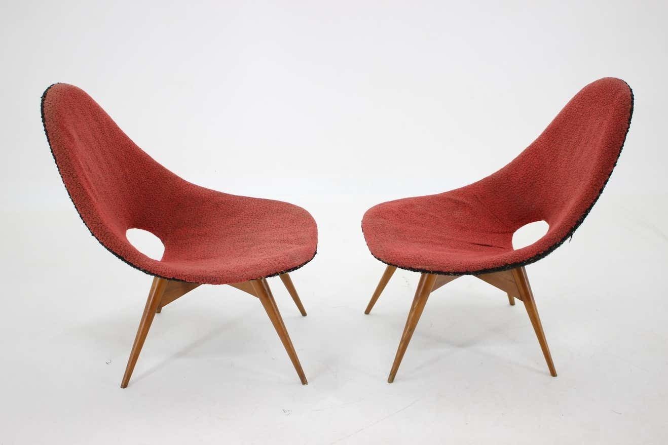 Pair Of Rare Design Fibreglass Chairs / Czechoslovakia, 1960s photo vinterior